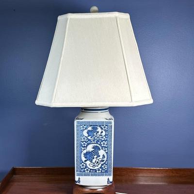 Chinese "Foo Dog" Porcelain Vase/Lamp - 2/2 | Antique (early 20th c.) Chinese "Foo Dog" and cherry blossom patterned...