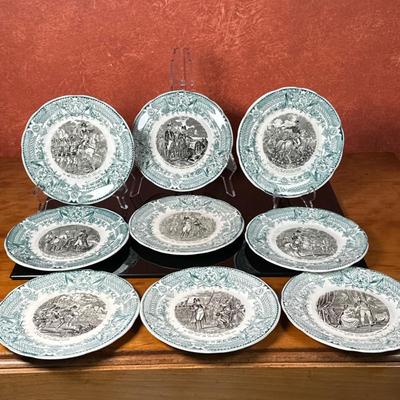 (9pc) Collectible Plates - Napoleon Bonaparte | Vintage (early 20th c.) French Digoin & Sarreguemnes faience (glazed ceramic ware)...