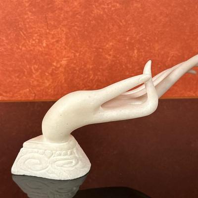 Indian/Buddhist Sculpture - Mudra | Indian/Buddhist porcelain sculpture of a slender hand holding a mudra, specifically the Jñana Mudra...