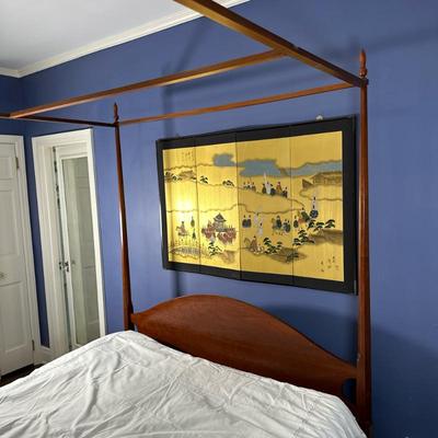 Queen Size "Pencil Post" Bed Frame | Vintage (mid 20th c.) Shaker style "pencil post" queen-sized bed frame with...
