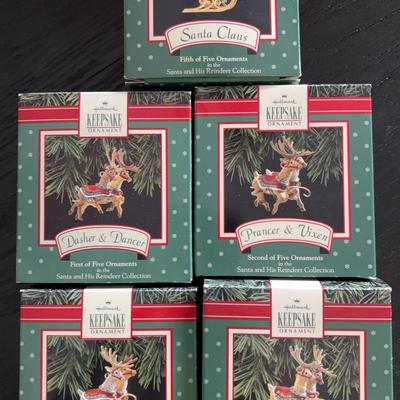 Hallmark “Santa And His Reindeer” Ornament Collection 