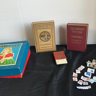 Books, Card Game, Kid’s China Set, Stamps