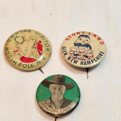 Vintage Buttons Lot Of 3 Hop Along Cassidy...