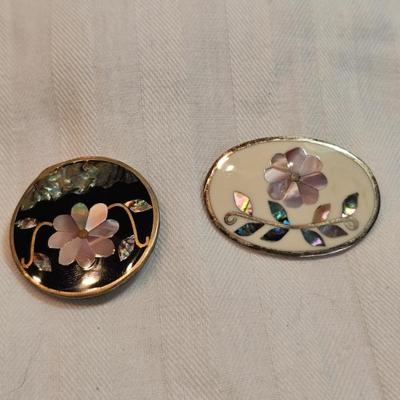 Pair Flower Brooches...