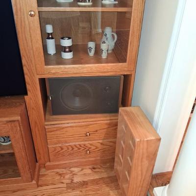 stereo cabinet or display cabinet, 5 piece, easy knock down for removal. Allen wrench only