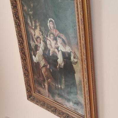 oversized Classical figurative painting in gold gilt frames