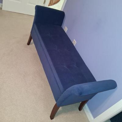 navy blue velvet bench