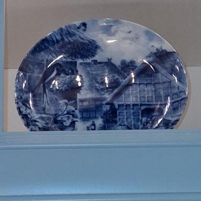blue and white decorative plate
