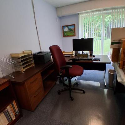full office set up for two with accessory furniture
