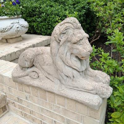 Concrete Lions at front door