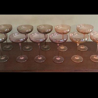 Colored Crystal Champagne Coupes 