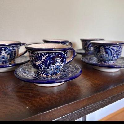 Talvera Pottery Cups and Saucers