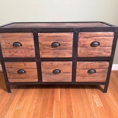 Metal Framed Barn Wood Chest of Drawers