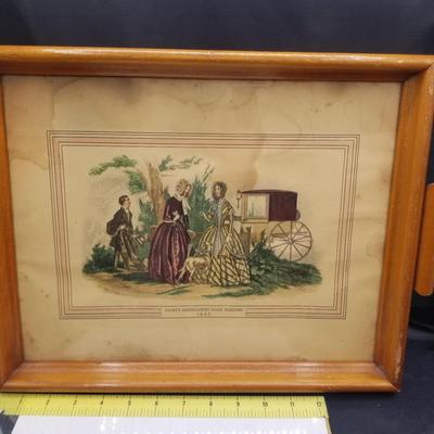 (MDR00013) Vintage Glass Bottom Tray Paris Fashions 1845