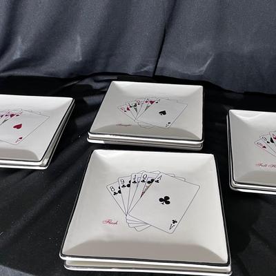 (S448) American Atelier "Casino Royale" Square Earthenware Plates