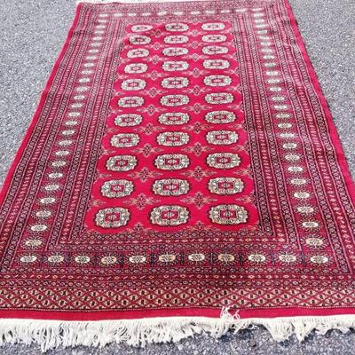 6ft×4ft Red Art Deco Area Rug