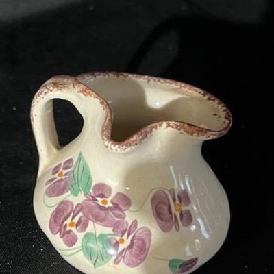 (S452) Vintage Hand Painted Ceramic Floral Pitcher