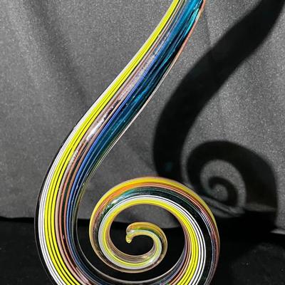 (S409) Hand Blown Murano Glass Fused Sculpture Music Clef Note