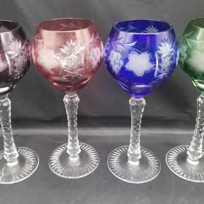 (MDR4016) Mid Century Bohemian/Hungarian? Glass Goblets 