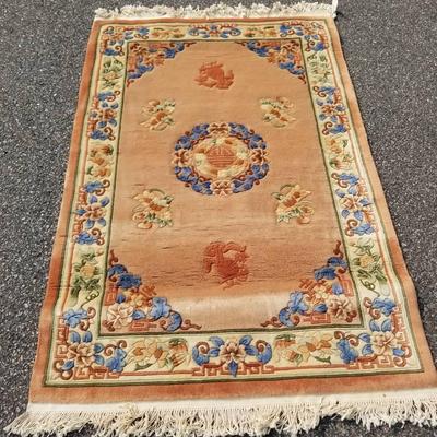 (MDR49422) 4ft×6ft Floral Area Rug With Fringe 