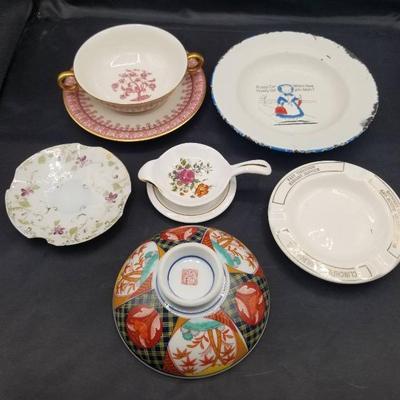 (MDR3087) Misc Pottery Lot Includes Haviland Noritake And A Metal Bavaria Germany Folk Plate
