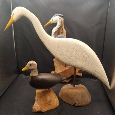 (MDR3099) Set Of 3 Wooden Waterfowl Carvings