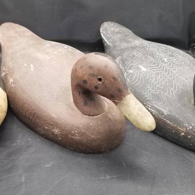 (MDR3076) Set Of 3 Vintage Wood Duck Decoys 