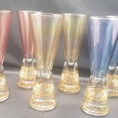 (MDR4027) Vintage Venetian Wine Flutes With Gold Detailing 