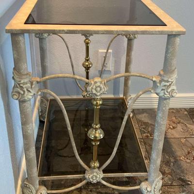 Vintage 2 Tier Glass Top Accent Table