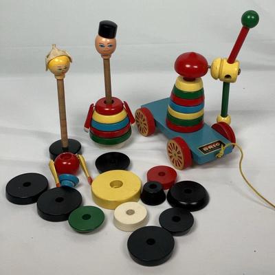 BRIO Vintage Windmill Pull Toy & Dutch Boy and Girl Stacking Toys