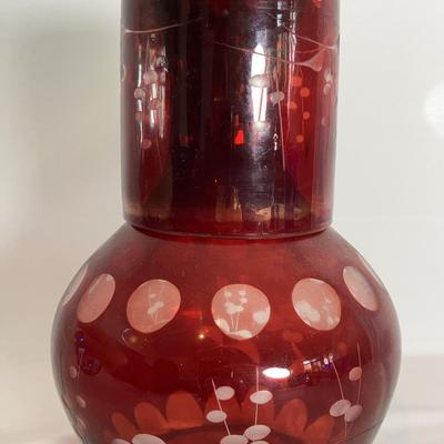 Bohemian Ruby Glass Tumble Up / Pitcher with Cup