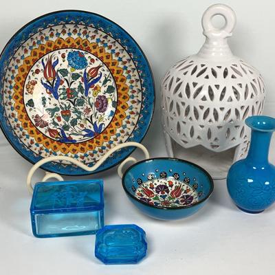 Handmade Detailed Decor Galore - Blue Glass, bowls, & more!