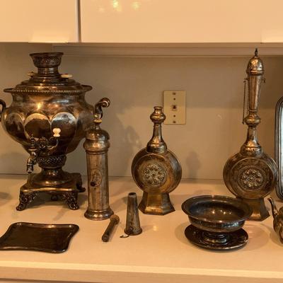 Samovar, Persian Qajars, Teapots, Trays & Cups