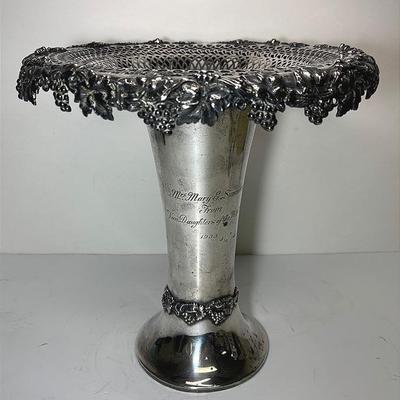 Victorian Silver Plate Engraved Vase