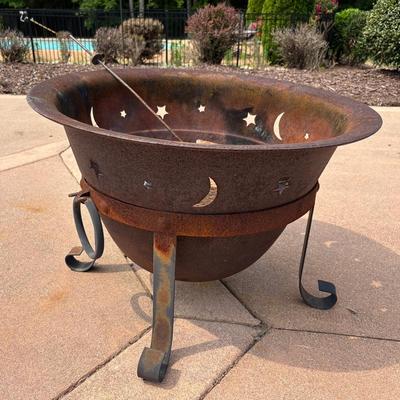 Moon & Stars Round Metal Fire Pit