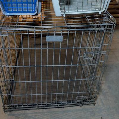 Large Dog Crate & Two Pet Carriers 