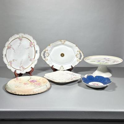(6pc) MIXED ENGLISH & OTHER PORCELAIN | Mixed lot of various porcelain dishes including: Mikasa Cake plate, Coalport, Royal Sussex,...