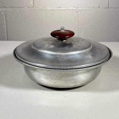 Casserole Bowl | Hammered aluminum covered bowl, MCM made by Buenilum. - h. 3 x dia. 10 in
