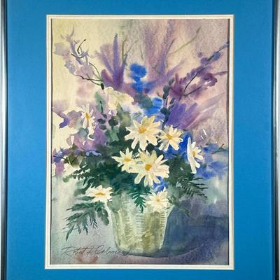 ROBERT F. CALROW (20TH/21ST CENTURY) WATERCOLOR STILL LIFE | Flower still life Watercolor on paper. 20.25 x 14.25 in Sight Signed lower...