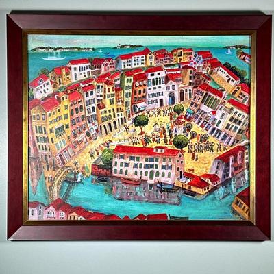 MICHAL MERON (20TH CENTURY/21ST CENTURY) GICLEE | Wedding in Venice. Giclee on canvas. 19 x 23 in. Sight. Signed lower right - h. 23.25 x...
