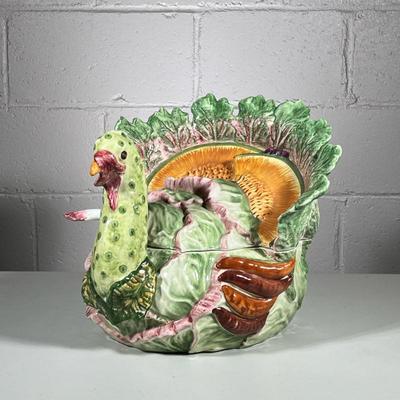 VIETRI TURKEY SOUP TUREEN | Turkey form soup tureen made in the form of cabbage & fruit by Vietri, made in Italy - h. 12 x w. 15 x l....