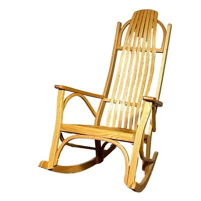 CRAFT WOOD ROCKER | Craft carved wood rocking chair - h. 44 x w. 26.5 x d. 34 in
