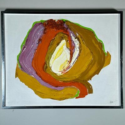 MARCIA SMITH ABSTRACT OIL PAINTING | Oil on canvas. 16 x 20 in stretcher. Signed lower right, signed & dated “1971” on verso - h....