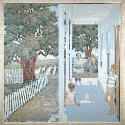MICHAEL A. PALMER (20TH/21ST CENTURY) OIL PAINTING | Aunt Piti Pat’s Porch. Oil on canvas 40 x 40 in stretcher. Signed, dated, and titled...