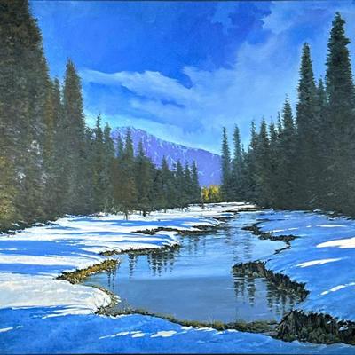 ROY SWENSON (20TH/21ST CENTURY) OIL PAINTING | Winter scape. Oil on canvas. Signed lower right - h. 48 x w. 60 in (stretcher)
