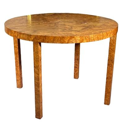 BURLWOOD ROUND TABLE | Round wood table with burlwood veneer - h. 29 x dia. 40 in
