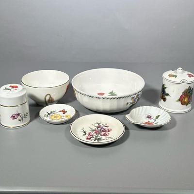 (7pc) Miscellaneous Serving Pieces | Villeroy and Boch, Mikassa and English China. Bowls, small plates and covered jars. - h. 3 x w. 8.5...