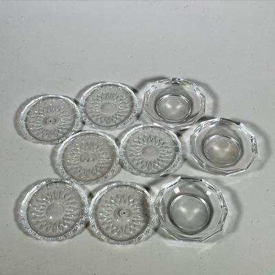 (9pc) VALSTAMBERT CUT CRYSTAL Or GLASS COASTERS | Including set of 6 cut crystal or glass coasters, and set of 3 larger coasters, all...