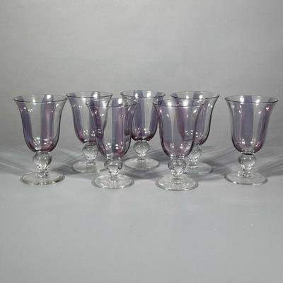 (7pc) Glassware | Lavender tinted water glasses. Dimensions: h. 6 in
