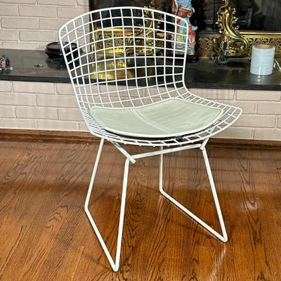 Aluminum Wire Chair | With small leather cushion - h. 30 x w. 21 x d. 19 in

